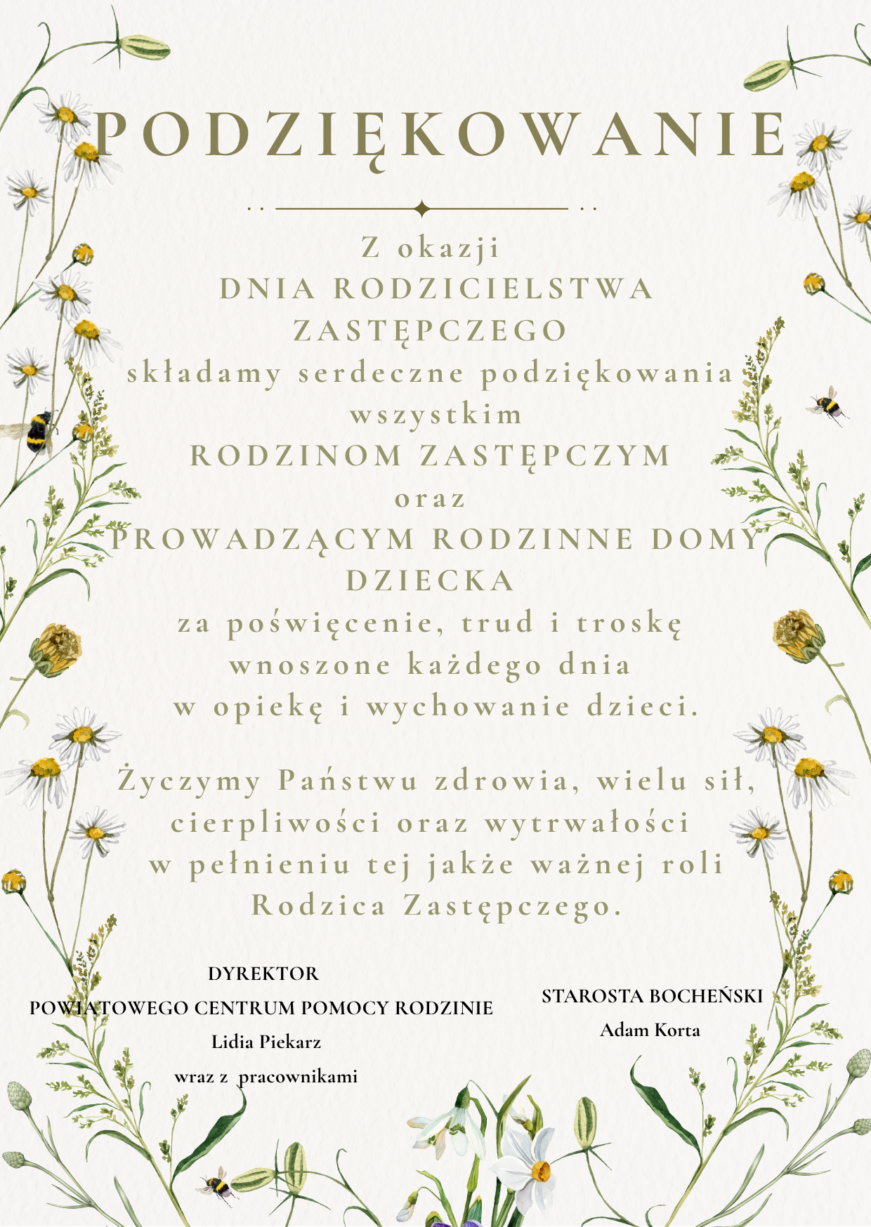 podzięowania z okazji dnia rodzicielstwa zastęczego, życzenia